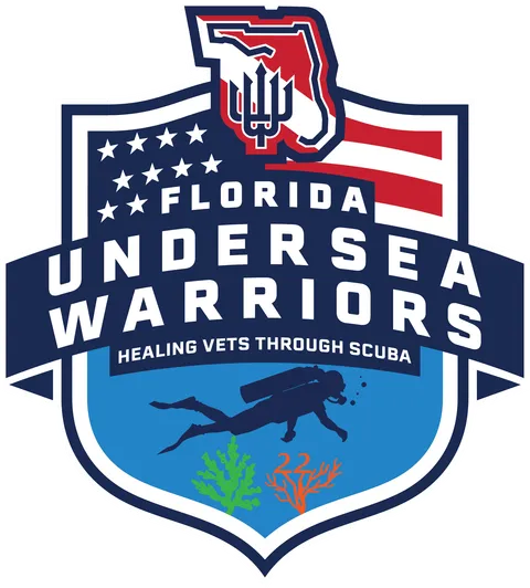 Undersea Warriors shield logo lettered Florida, with a Florida map