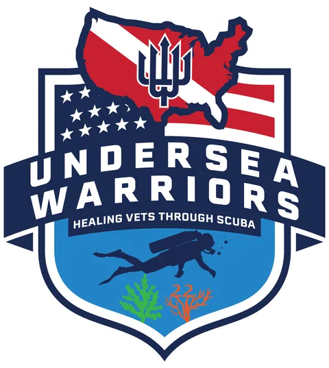 Undersea Warriors shield logo with a United States map